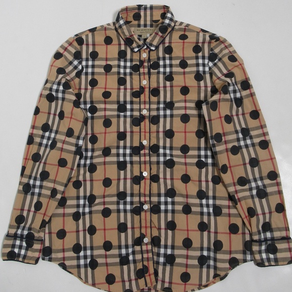 Burberry London England Women's Polka-Dot Check Shirt Archive Beige Size S - Picture 1 of 12